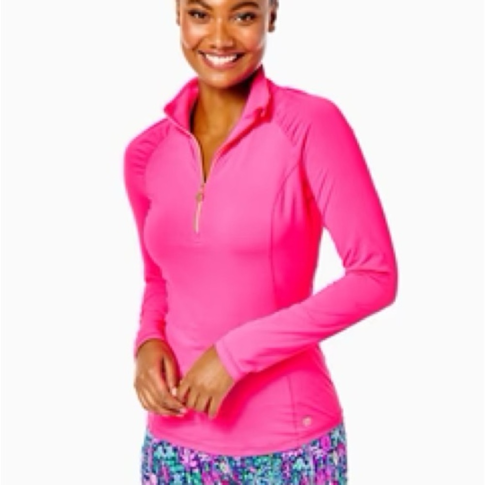 Lilly Pulitzer Luxletic Bright Pink Quarter-Zip Pullover